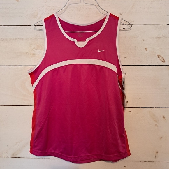 Women's Nike Dri -Fit Tank Top Fushia Pink Red White Outline Size Medium NWT - Picture 1 of 9